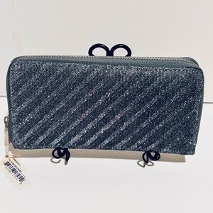 Ethel & Myrtle Pewter Striped Women’s Wallet Black Shimmering NWT